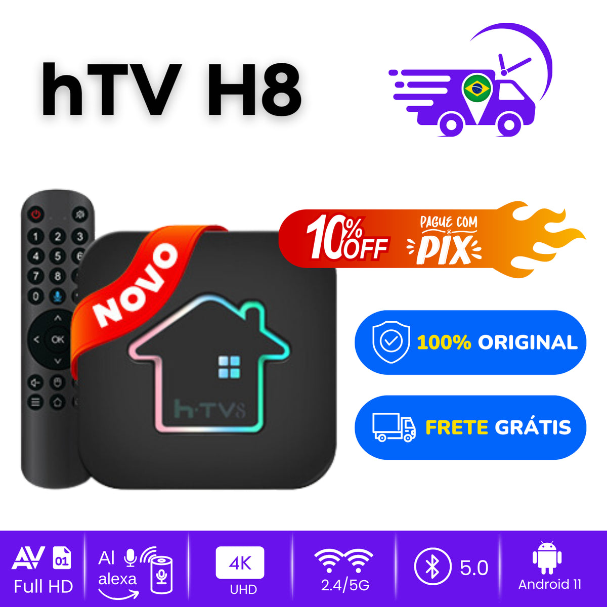 NOVO HTV H8, Original, Testado E Configurado